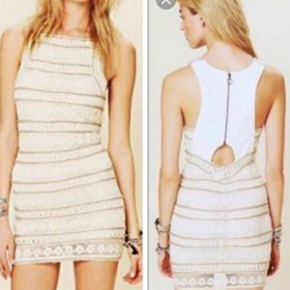 Free People New Romantics Valkyrie Bodycon Mini Dress Sz Large Cocktail